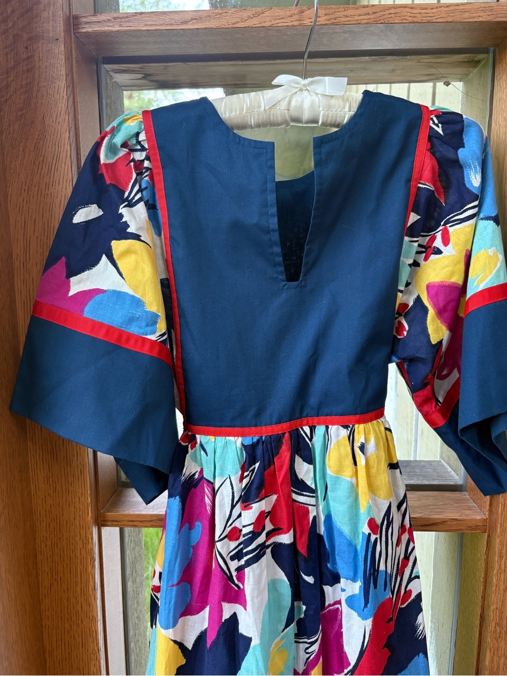 Vintage Maj Honolulu Cotton Dress Kaftan Mumu House Dress Bead Belt Floral L - Picture 3 of 8